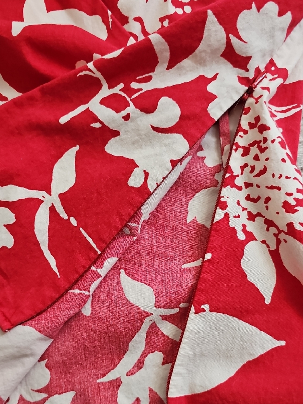 Talbots Red and White Floral Wrap-Style Blouse - Picture 6 of 6